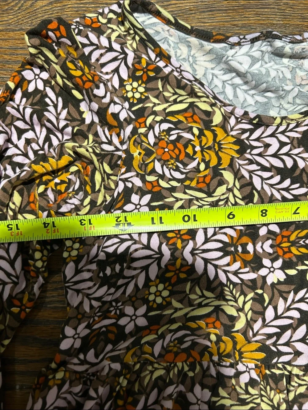 Girls Floral Pattern Long Sleeve Dress - Brown & Yellow